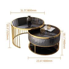 Modern Round Gold Gray Nesting Coffee Table With Shelf Tempered Glass Top In 2020 Coffee Table With Shelf Luxury Coffee Table Nesting Coffee Tables