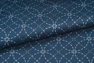 Cotton sashiko fabric with wash-out seven treasures pattern, blue ...