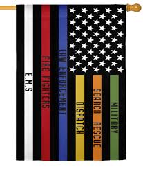 We proudly buy our u.s. All Responders Thin Line Suede Reflections House Flag I Americas Flags