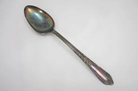A stunning example of dresser ware. Antique Wm Rogers 1937 Cotillion Silver Plate Serving Spoon High Country Vintage