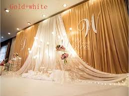 Mehndi decor wedding design decoration ceremony decorations wedding hall decorations wedding themes outdoor wedding deco wedding backdrop decorations engagement stage decoration desi wedding decor. Eyestar 20x10ft Luxury Wedding Stage Silk Backdrop Background Curtains With Beauty Yarn Gauze Decoration Gold White Buy Online In Indonesia At Desertcart Id Productid 47302319