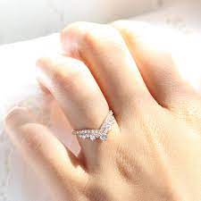 Large Tiara Diamond Ring In Rose Gold V Shaped Pave Band Large Diamond Band Pave Ring Band Curved Wedding Band