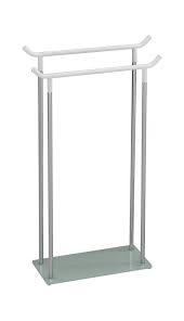 Buy now, pick up in store · shop 1,000+ new arrivals Pilaster Designs Talia Modern 2 Tier Freestanding Bathroom Towel Rack Organizer With Chrome Frame White Bars And Frosted Tempered Glass Base