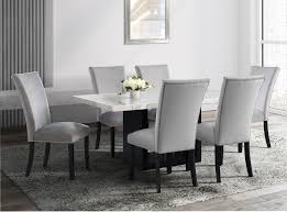 When decorating a dining room with black, white and gray, using texture creates visual interest. White Marble Dining Room Set Off 58