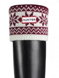 Hunter Fair Isle Cuff Welly Socks Red Hunter Boots Size