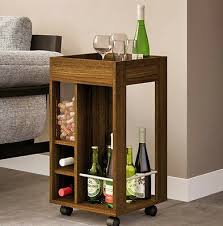 An elegant dark stained vintage home bar with closed a white mini bar with a space to sit, with a closed storage compartment and some things on the table and mint stools. Bar Cabinet Home Mini Cart Brown Wood Wine Liquor Bottle Holder Shelves Portable 114 04 Picclick
