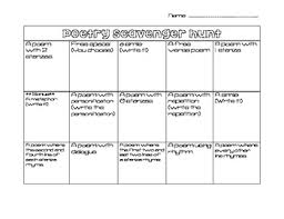 Poetry Scavenger Hunt Types Elements And Structures Of Poetry Poetry Structure Teaching Poetry Poetry