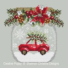 car snow globe cross stitch pattern by shannon christine designs