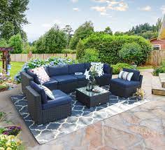 Get reviews, hours, directions, coupons and more for universal patio furniture at 11055 ventura blvd, studio city, ca 91604. Mf Studio 7 Pieces Outdoor Patio Sectional Sofa Sets All Weather Pe Rattan Conversation Sets With Glass Table Blue Walmart Com Walmart Com
