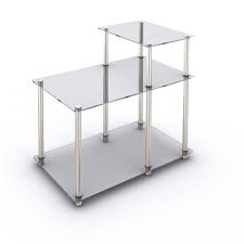 32 inches high x 14 inches wide x 14 inches deep. Porch Den Japonica 3 Tier Glass End Table