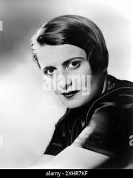 Ayn Rand. Portrait of the Russian born author and philosopher, Alice  O'Connor (born Alisa Zinovyevna Rosenbaum: 1905-1982), 1943 Stock Photo