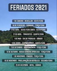 Feriados 2021 Viagens 21 De Abril Tiradentes Reveillon