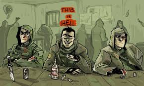 Three Stalkers Strelok Alexander And Scar Stalker Apocalyptic Pixel Art