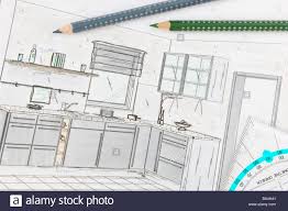 kitchen space planning stock photo alamy