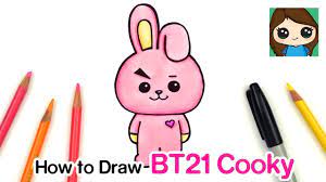 Learn how to draw and color this cute bunny from bt21 easy, step by step art tutorial. How To Draw Bt21 Cooky Bts Jungkook Persona Youtube Drawings Cute Drawings Bunny Drawing