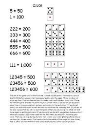Once you have scored points from all six dice you get a free roll! Zilch By Zqn Teachers Pay Teachers