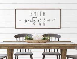 Last Name Personalized Wood Sign Party Of 3 4 5 6 7 8 Entry Etsy In 2021 Dining Room Wall Art Dining Room Wall Decor Dining Wall Decor