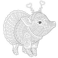 Cute winnie the pooh coloring pages (pdf download). Zentangle Pig Piggy Coloring Page Stock Vector Illustration Of Background Antistress 135651176