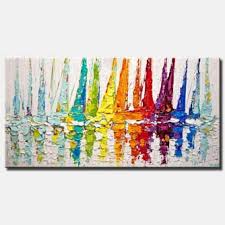 The impressionist textured effect of this sea painting is achieved with molding paste. Abstract Seascape Paintings For Sale Boats Ocean And More By Osnat