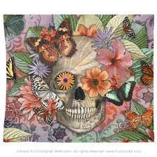 Sugar skull green rose tapestry. Butterfly Botaniskull Tapestry Botanical Sugar Skull Art Fusion Idol Arts
