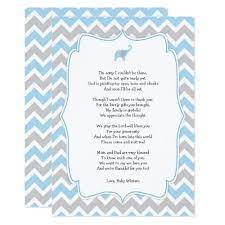 Baby Shower Poem Thank You Notes Blue Elephant Zazzle Com Baby Shower Poems Custom Baby Shower Invitations Animal Baby Shower Invitations