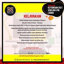 Sila klik di pautan iklan dan permohonan yang berada di atas dan rujuk pada maklumat permohonan syarat kelayakan dan tarikh tutup permohonan jawatan. Jawatan Kosong Di Ar Rahnu Tekun Tarik Tutup 03 Feb 2021 Jawatan Kosong