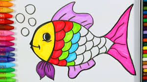 How To Draw Fish Drawing And Coloring For Kids Youtube In 2020 Fish Drawings Drawn Fish Art Drawings Sketches Simple