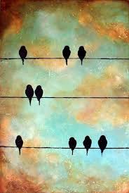 Acrylic Birds On A Wire Painting Pin On Art Painting