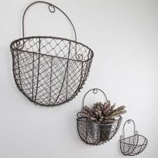 Set Of 3 Rustic Wire Wall Baskets Z966 Wire Wall Basket Baskets On Wall Rustic Wedding Table Decor