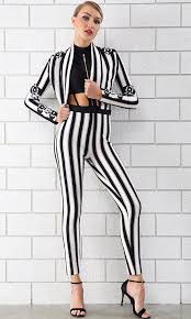 Black And White Striped Jumpsuit With Jacket Pin On New Arrivals Updated Daily