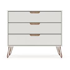 Rockefeller Mid-century- Modern Dresser With 3- Drawers In Off White And Nature In 2021 Mid Century Modern Dresser Modern Dresser Manhattan Comfort