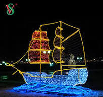 LED 3D Christmas Boat Motif Lights LED Rope Lighted Outdoor 3D Ship for  Shopping Mall Christmas Decoration
