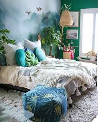 Bohemian Bedroom Home Decoration Ideas Jungle Tropical Peinture Murale Mat Bohmische Schlafzimmer Innenarchitektur Wohnzimmer Wandmalereien Schlafzimmer