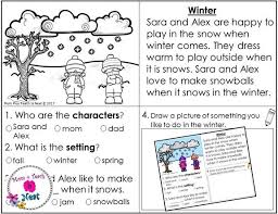 Kindergarten Story Element Worksheets For Reading Comprehension Practice Set 4 Seasons Reading C Story Elements Worksheet Kindergarten Worksheets Worksheets