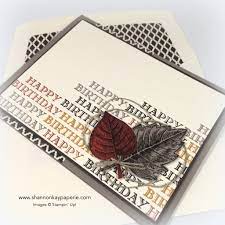 Want to make handmade masculine cards but don't want to have to buy a lot more supplies learn how to use a more feminine set for a guys card! Masculine Vintage Leaves 30 Day Card Challenge Day 14 Shannon Kay Paperie