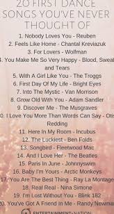 20 First Dance Songs You Ve Never Thought Of Weddingmusic Functionbands Entertainmenta First Dance Wedding Songs First Dance Songs Unique First Dance Songs
