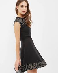 Knitted Sparkle Skater Dress Black Dresses Ted Baker Uk Fit And Flare Cocktail Dress Dresses Designer Outfits Woman