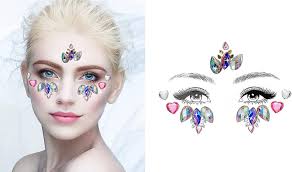 Face Jewels for Rhinestones Gems Stickers Crystal Self-Adhesive Bejeweled  Crafting (1 Pack)