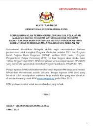 4.0 maklumat sijil pelajaran malaysia (spm). Iklan Permohonan Ke Ipg Dan Matrikulasi Bagi Lepasan Spm 2020
