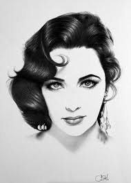 Elizabeth Taylor Portrait Minimalism Pencil Drawing Fine Art Signed Print Fine Art Portraits Portrait Drawing Realistic Pencil Drawings