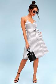 Black And White Striped Midi Dress Nelson Black And White Striped Midi Dress White Striped Dress Casual Summer Dresses Sundresses Striped Midi Dress
