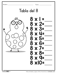 Practica La Tabla Del 8 Arbol Abc En 2020 Tabla De Multiplicar Para Imprimir Tablas De Multiplicar Material Didactico Para Matematicas