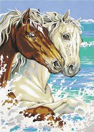 Canevas Seg Dans La Vague Canevas Seg Canevas Chevaux 929 386 Peinture De Cheval Painted Horses Chevaux De Course