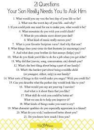 Many parents worry their kids are growing too quickly and that they're not creating lifelong memories. 21 Questions Your Son Really Needs You To Ask Him Kids And Parenting Kids Parenting Parenting