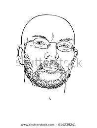 Portrait Of Bald Man Wearing Beard Hand Drawn Isolated Vector Sketch Line Art Illustration Beard Illustration Vector Sketch Bald Man