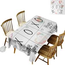 Polyester is an efficient and economical choice for a tablecloth; Living Room Rectangular Tablecloth W52 X L70 Xo Love You Hugs Kisses Watercolor Splashes Heart Icon Valentines Artwork Coral Mint Green Black White Clearable Buy Online In Angola At Angola Desertcart Com Productid
