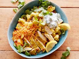 Tandoori Chicken And Cauliflower Rice Bowl Recipe Food Network Recipes Easy Rice Recipes Rice Bowls Recipes