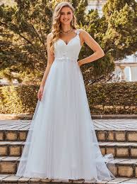 Check spelling or type a new query. Brautkleid Doppel V Ausschnitt A Linie Spitze Bodenlaenge Mieder Ever Pretty De