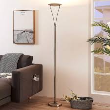 Schlichter Led Deckenfluter Mauricio Nickel Matt Deckenfluter Deckenfluter Led Und Wohnraum Beleuchtung