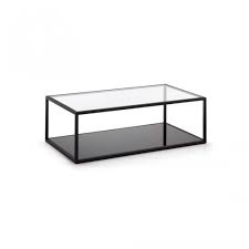 La table basse oyrus, des finitions qualitatives ? Table Basse Verre Transparent Metal Rectangulaire 110 Cm Recto Noir